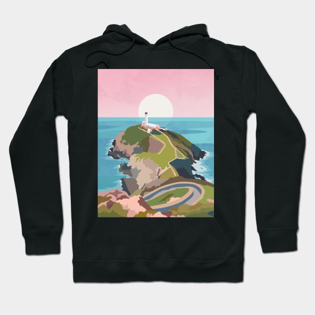 South Stack Lighthouse, Anglesey Wales - Pink Hoodie by typelab